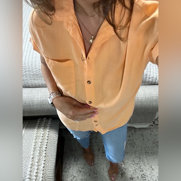 New🧡Summer button shirt in papaya smoothie - Picture 3 of 4